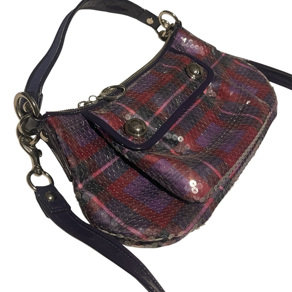 Coach Plaid Sequin Shoulder Bag